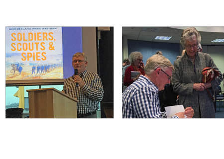 <p>Author Cliff Simons speaking and signing books at the launch of <em>Soldiers, Scouts and Spies</em>.</p>